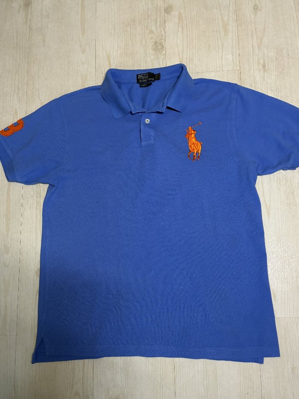Polo Ralph Lauren Big Pony Custom Fit Blue Orange Shirt Embroidered Men’s S: XL